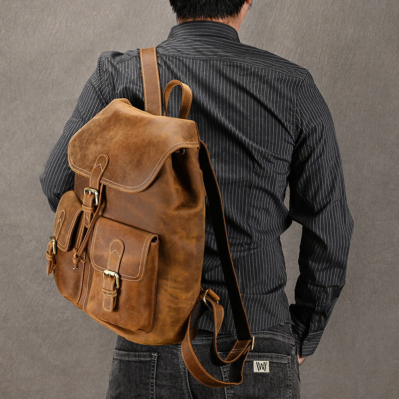 Casual Retro Leather Travel Backpack | Bag Pack Store