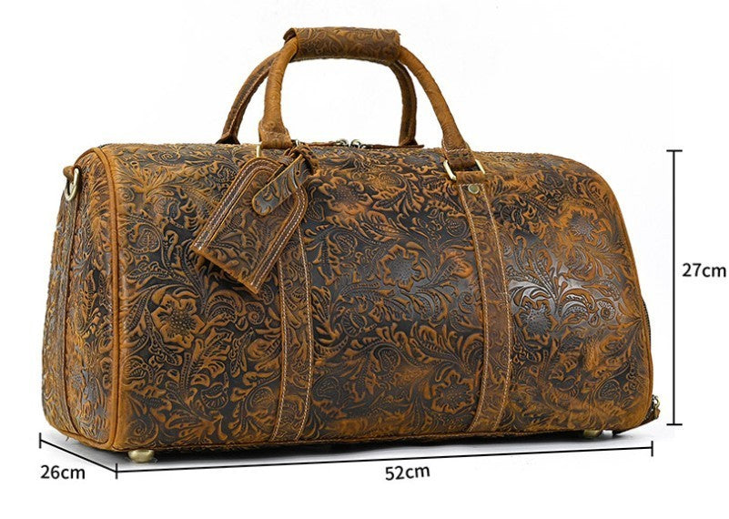 Vintage Print Luggage Bag | Made With Premium Leather | Bag Pack Store