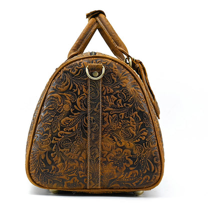 Vintage Print Luggage Bag | Made With Premium Leather | Bag Pack Store