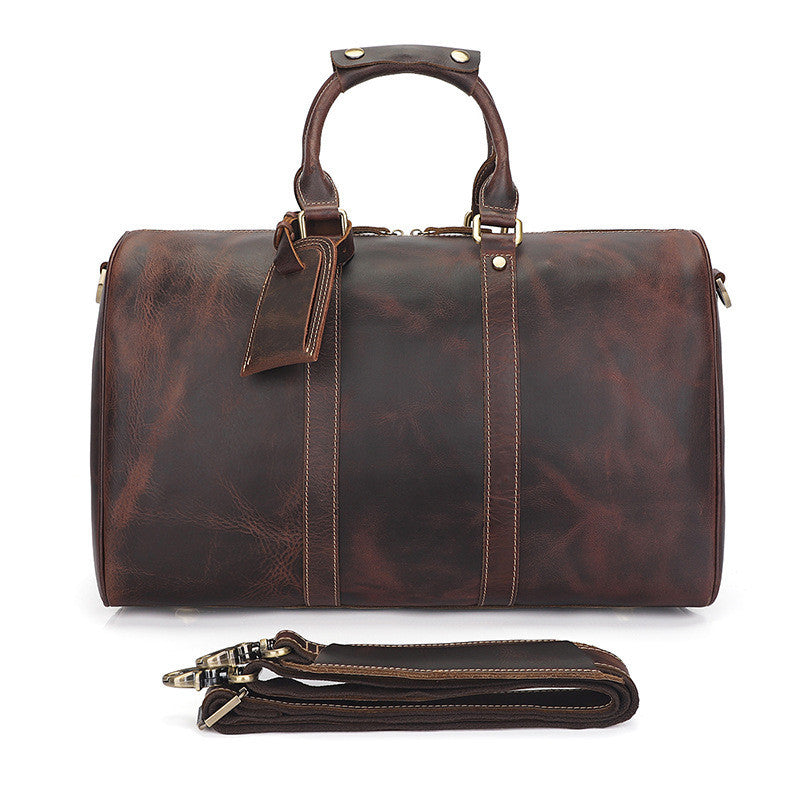 Vintage Distressed Men's Leather Travel Luggage Bag