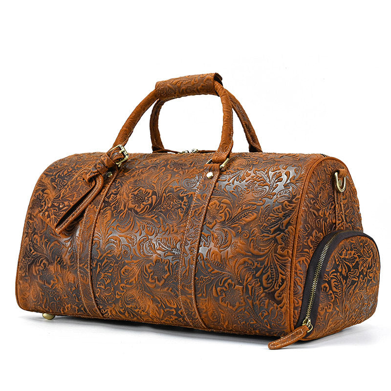 Vintage Print Luggage Bag | Made With Premium Leather | Bag Pack Store