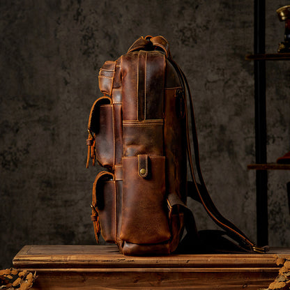 Retro Outdoor Travel Leather Backpack| Bag Pack Store