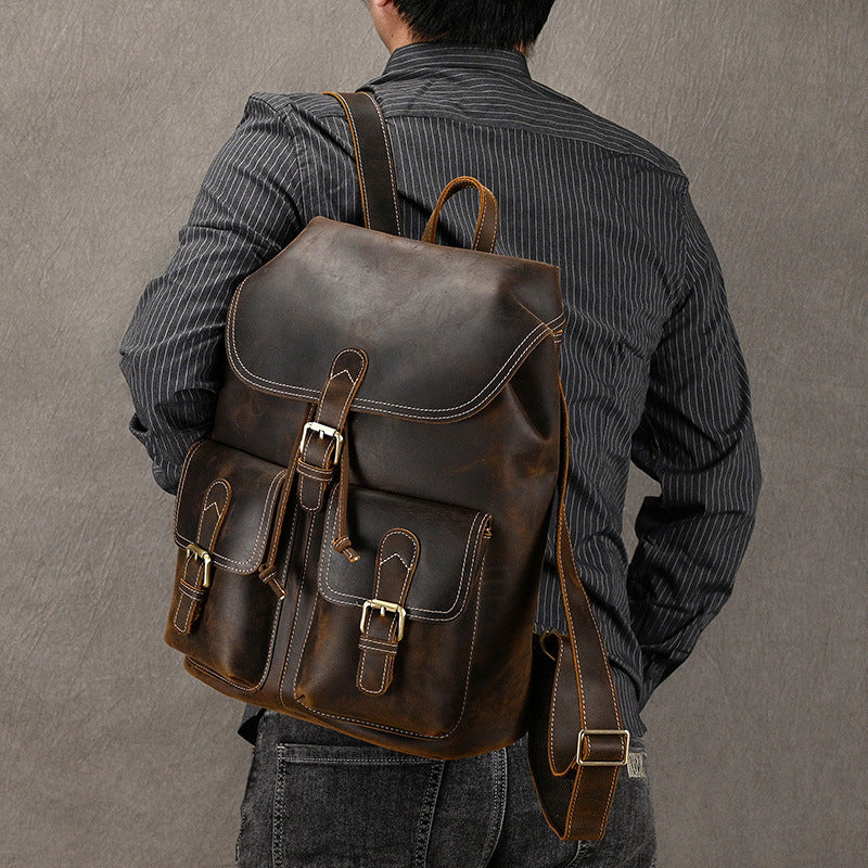 Casual Retro Leather Travel Backpack | Bag Pack Store