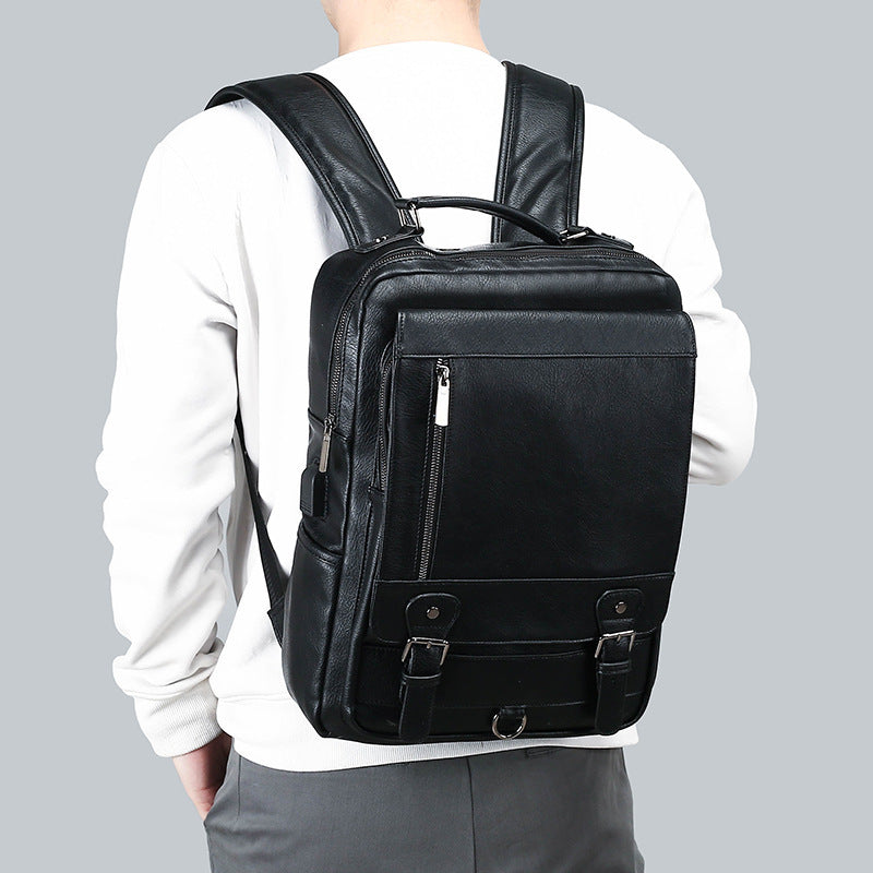 Premium Leather Backpack with USB Charging| Bag Pack Store