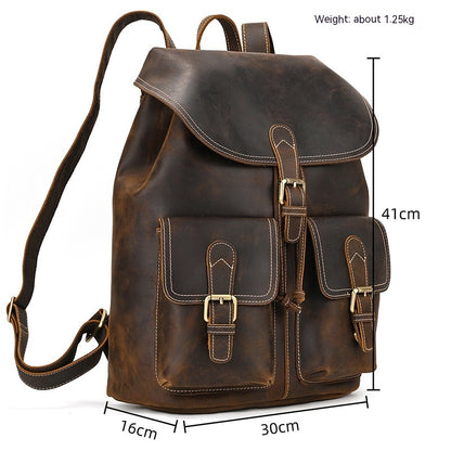 Casual Retro Leather Travel Backpack | Bag Pack Store