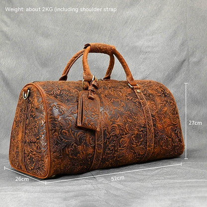 Vintage Print Leather Handbag| Bag Pack Store