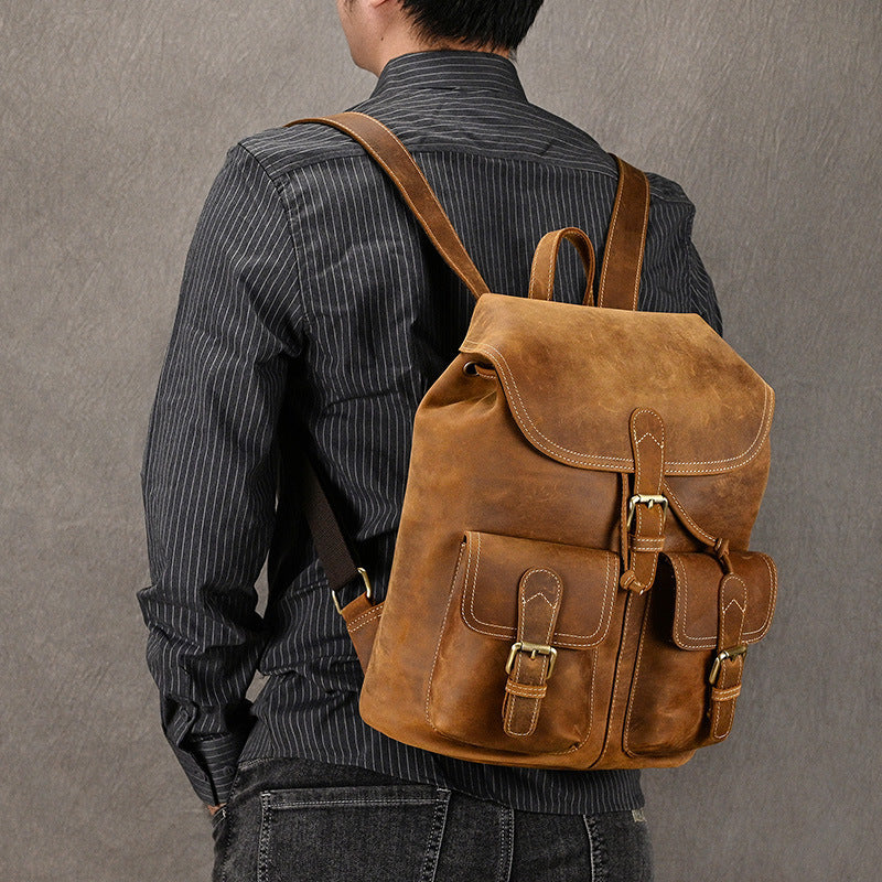 Casual Retro Leather Travel Backpack | Bag Pack Store