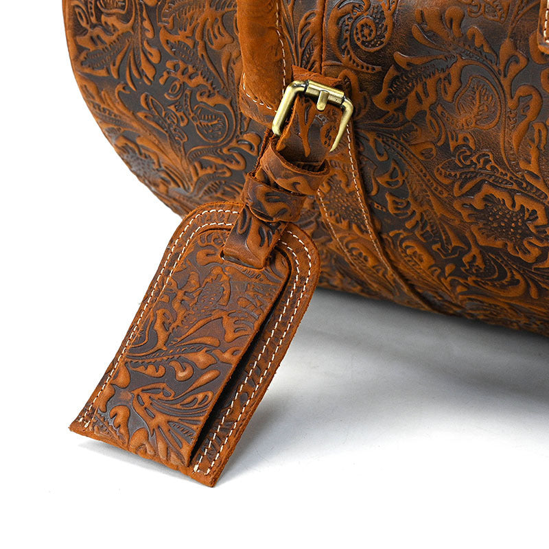 Vintage Print Luggage Bag | Made With Premium Leather | Bag Pack Store