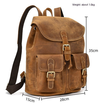 Casual Retro Leather Travel Backpack | Bag Pack Store