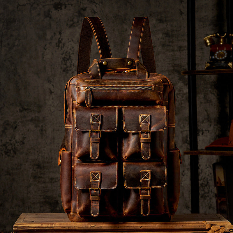 Retro Outdoor Travel Leather Backpack| Bag Pack Store