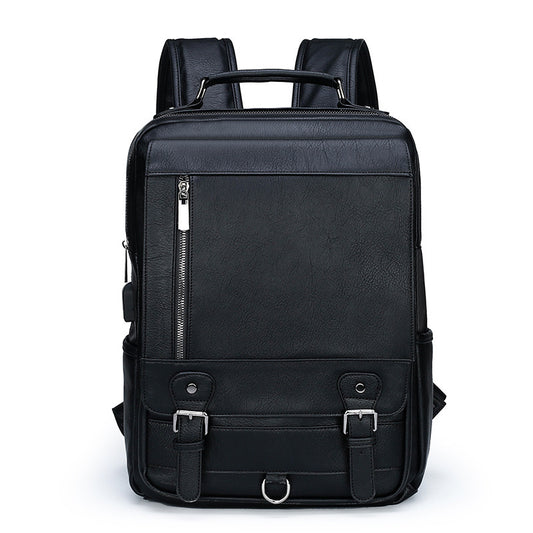 Leather USB Charging Backpack