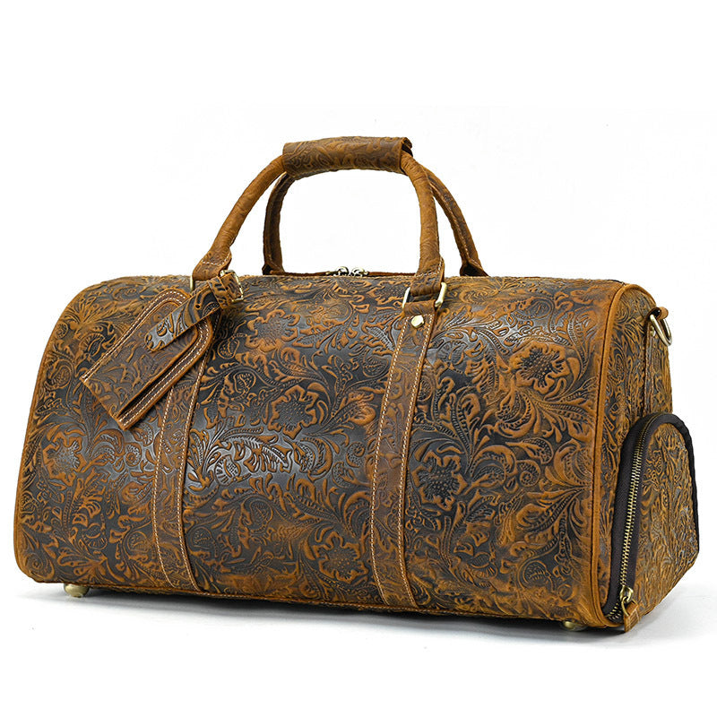 Vintage Print Luggage Bag | Made With Premium Leather | Bag Pack Store